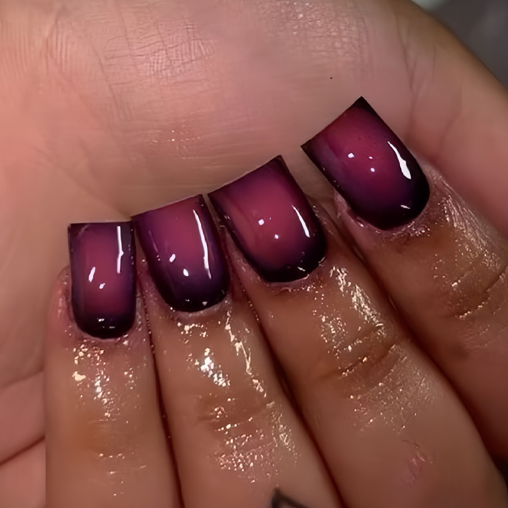Nail Art French - Short Square fake nails for women