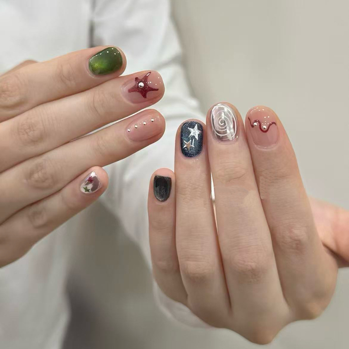 10PCS Glitter Cat Eye Short Sq - Nail Art Eye Cat 评论和价格