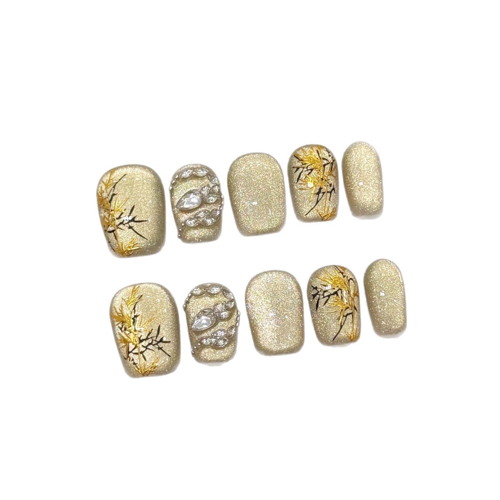 10pcs New Chinese Style Handma - Nail Art Yellow 评论和价格