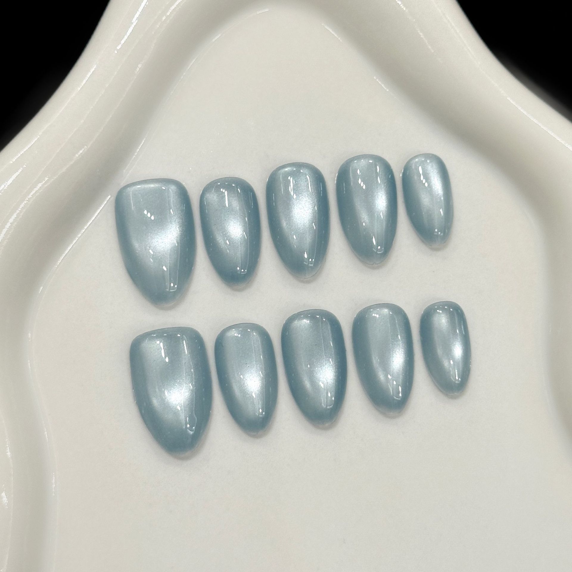 10Pcs Blue Cat Eye French Shor - Nail Art Eye Cat 评论和价格