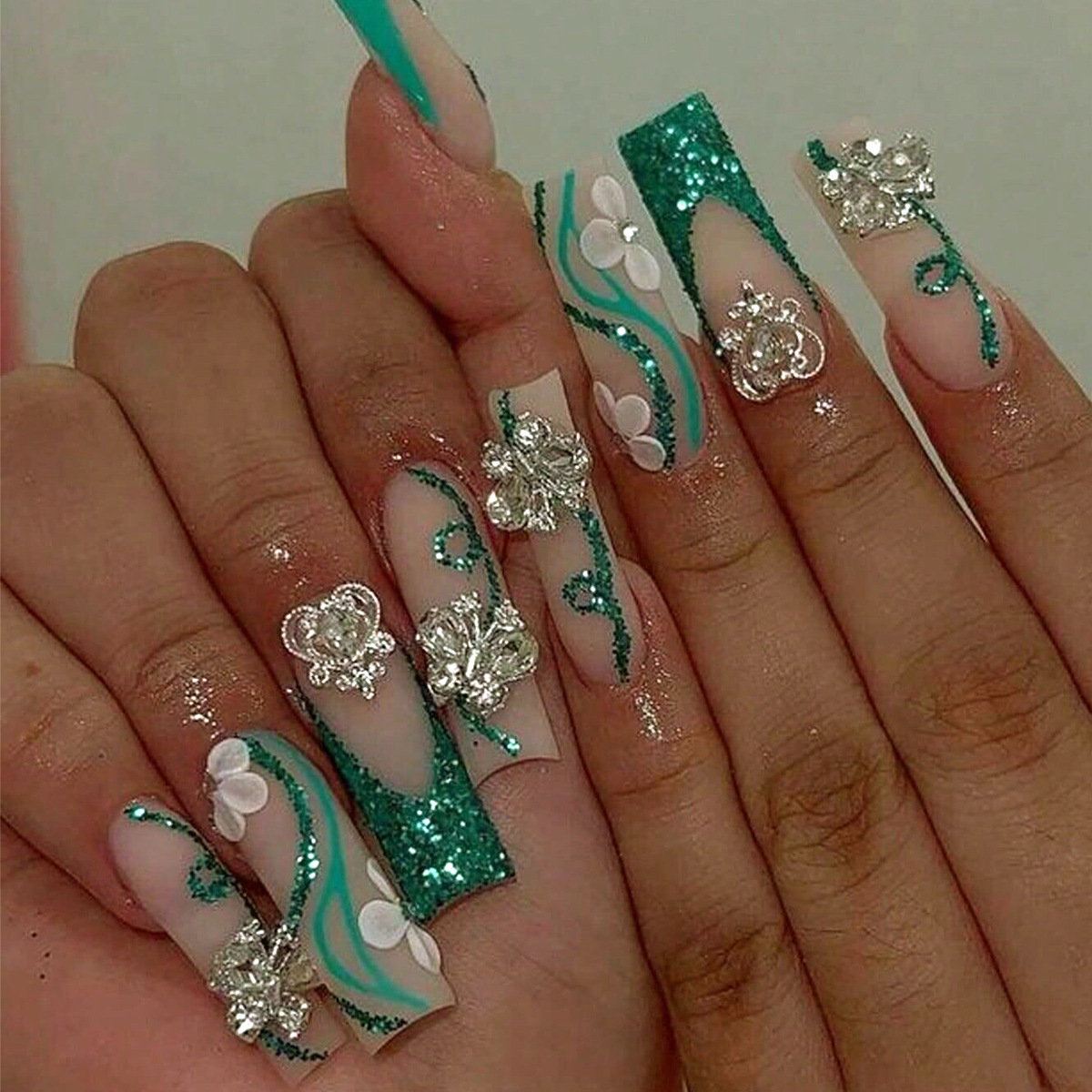 Long Coffin Press on Nails Bal - Nail Art French 评论和价格