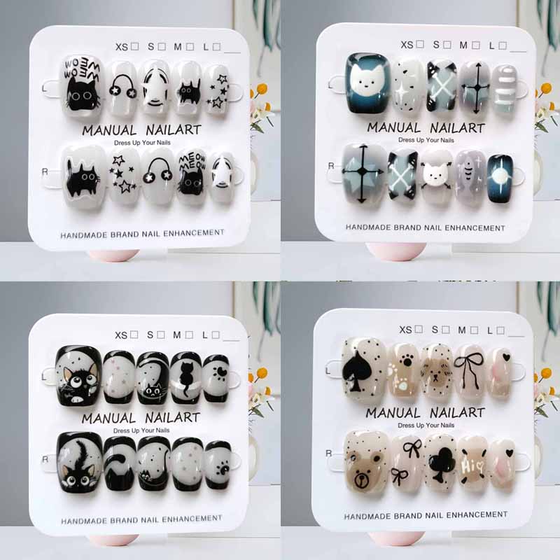 10Pcs Cute Cartoon Black Cat B - Nail Art Eye Cat 评论和价格