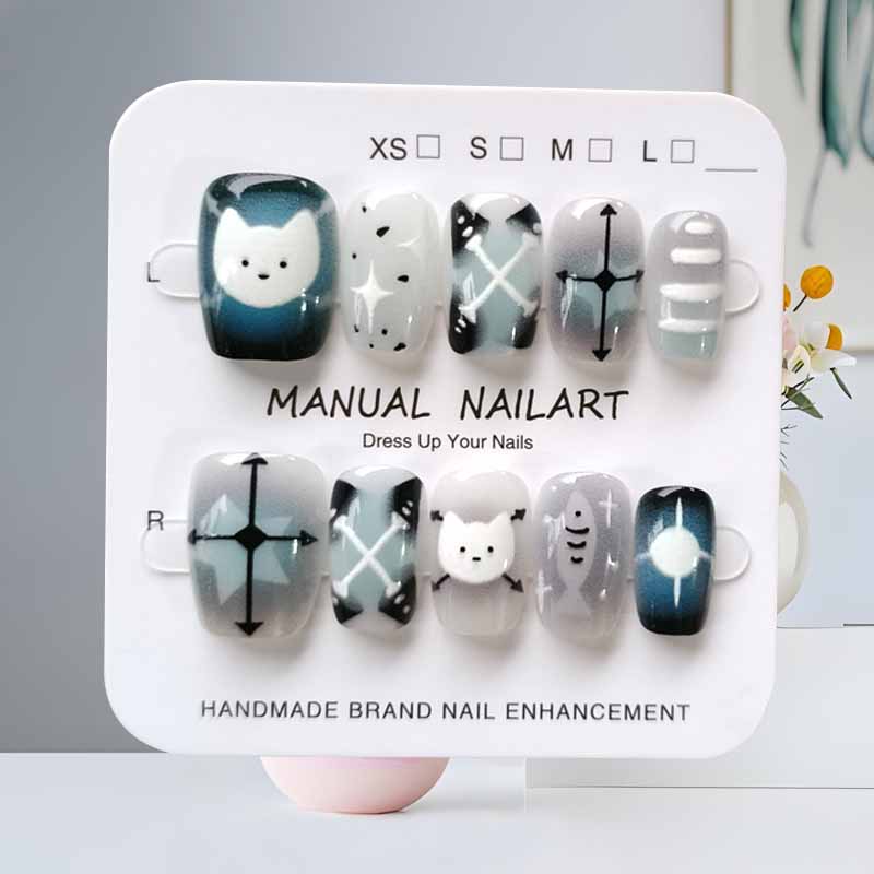 10Pcs Cute Cartoon Black Cat B - Nail Art Eye Cat 评论和价格