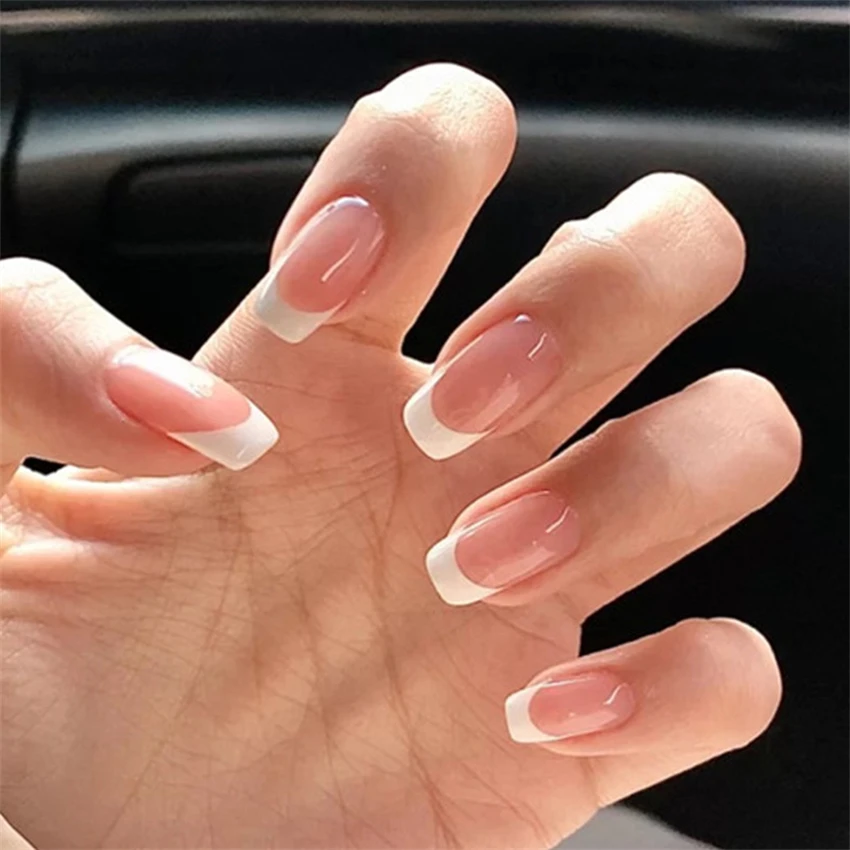24Pcs/Set Short French Minimal - Nail Art French 评论和价格