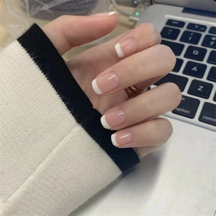 24Pcs/Set Short French Minimal - Nail Art French 评论和价格