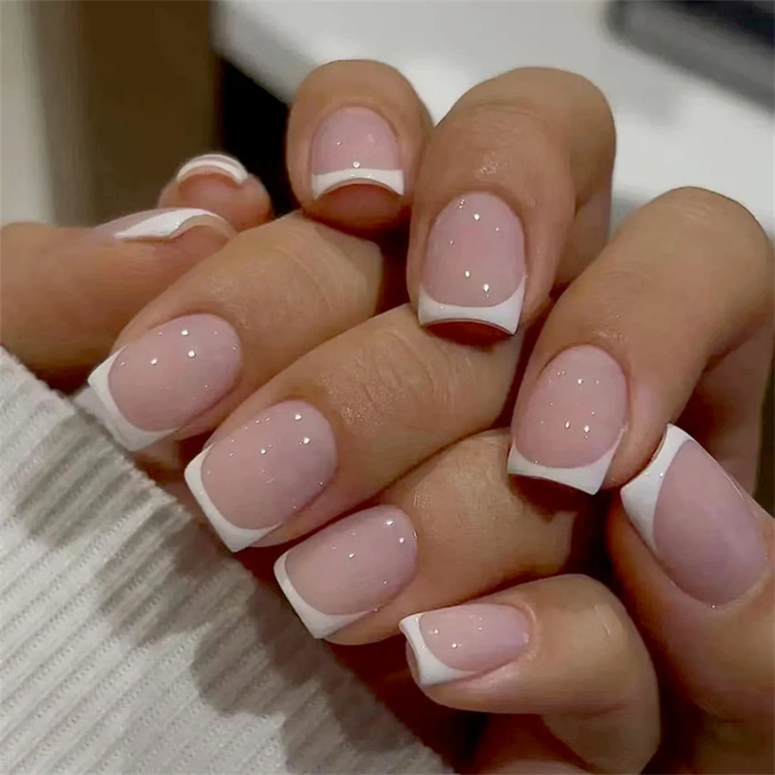 24Pcs/Set Short French Minimal - Nail Art French 评论和价格