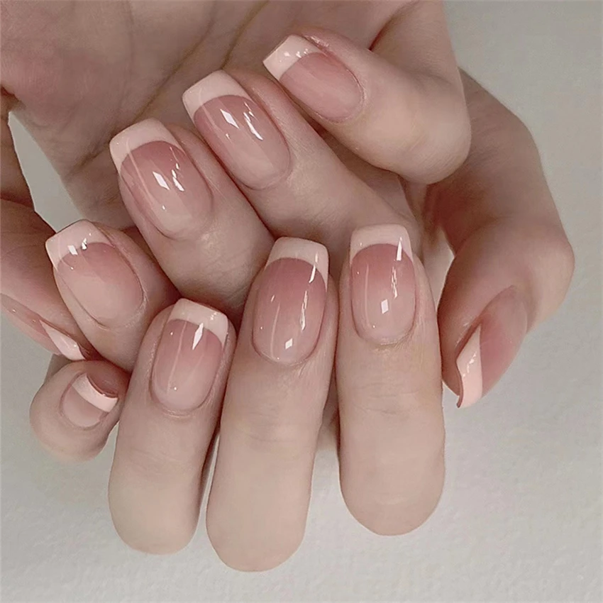 24Pcs/Set Short French Minimal - Nail Art French 评论和价格