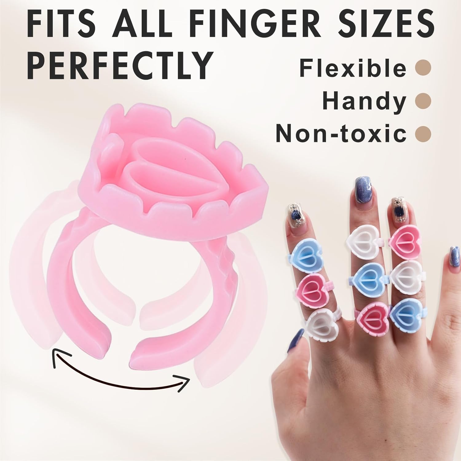 100 PCS Glue Rings for Eyelash - Nail Art Love 评论和价格