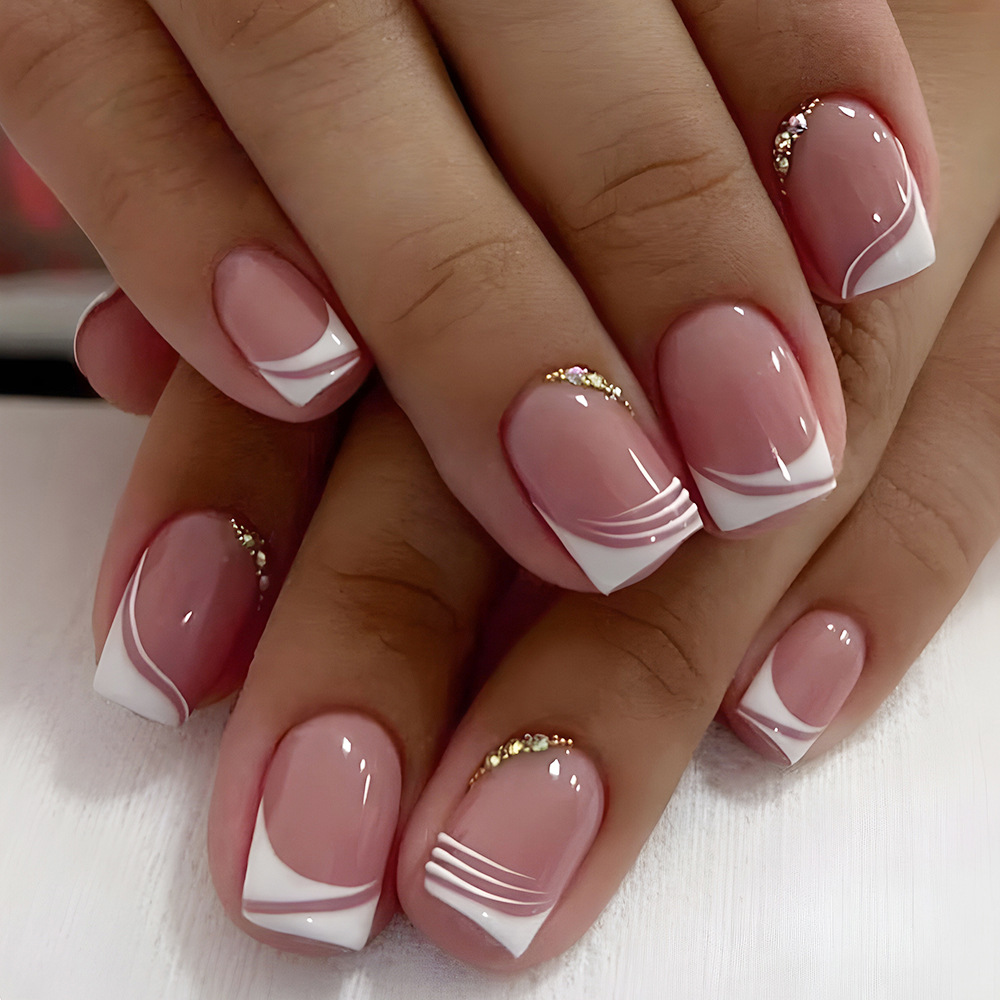 24Pcs Irregular French Fake Na - Nail Art French 评论和价格