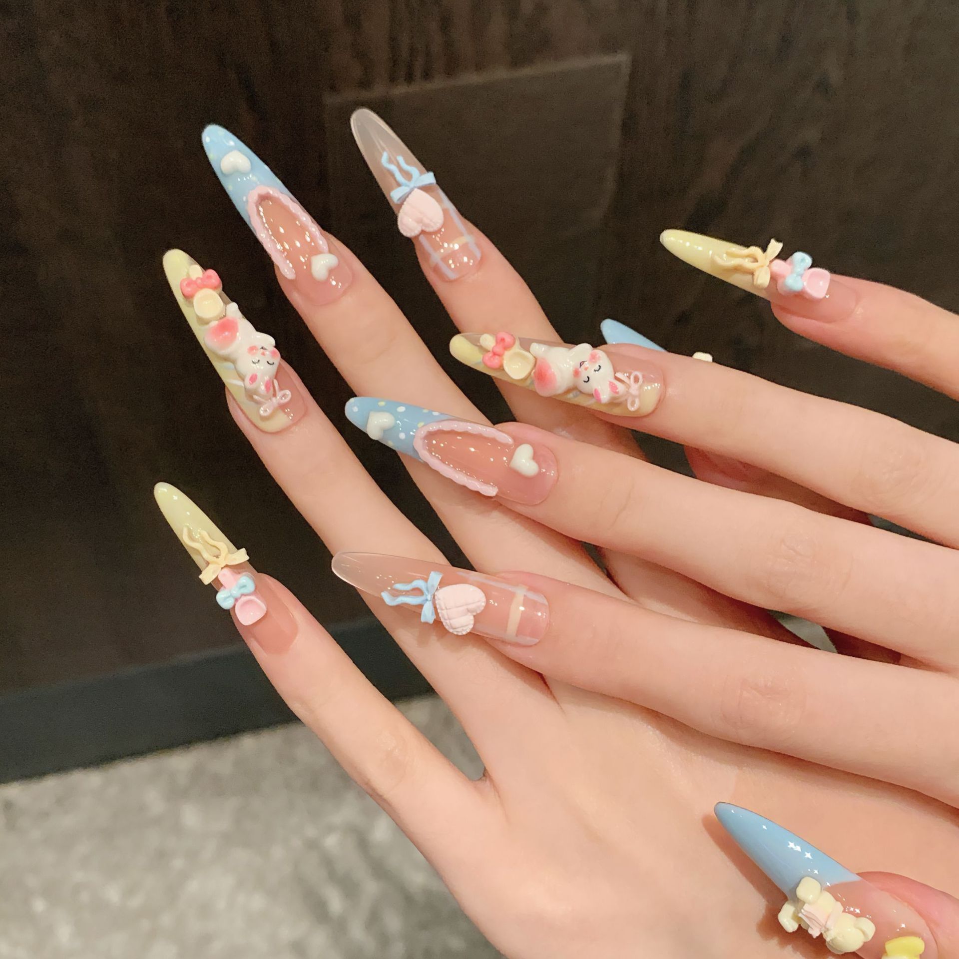 10pcs Cute Bear Rabbit Press O - Nail Art Yellow 评论和价格