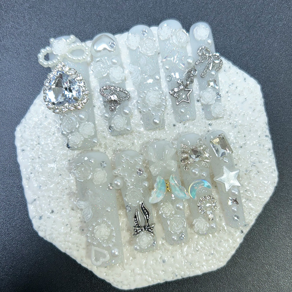 10PCS Cute Jirai Kei White Han - Nail Art Love 评论和价格