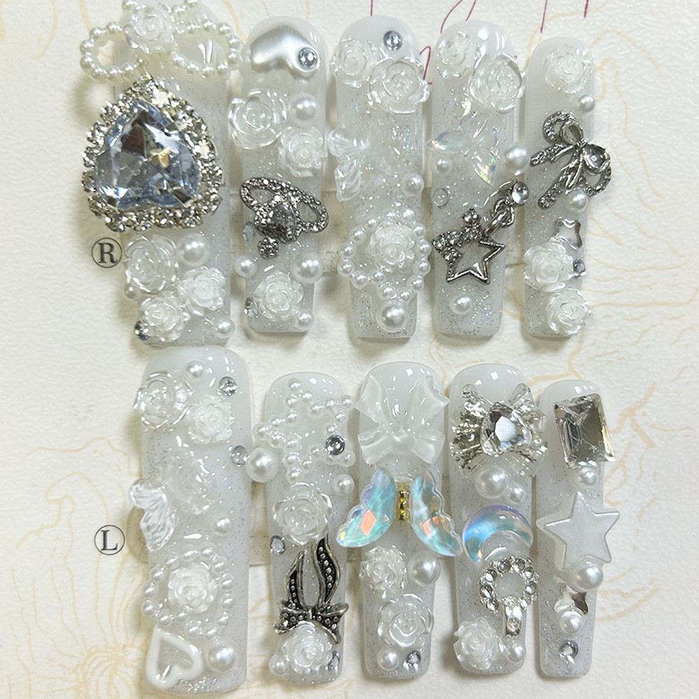 10PCS Cute Jirai Kei White Han - Nail Art Love 评论和价格