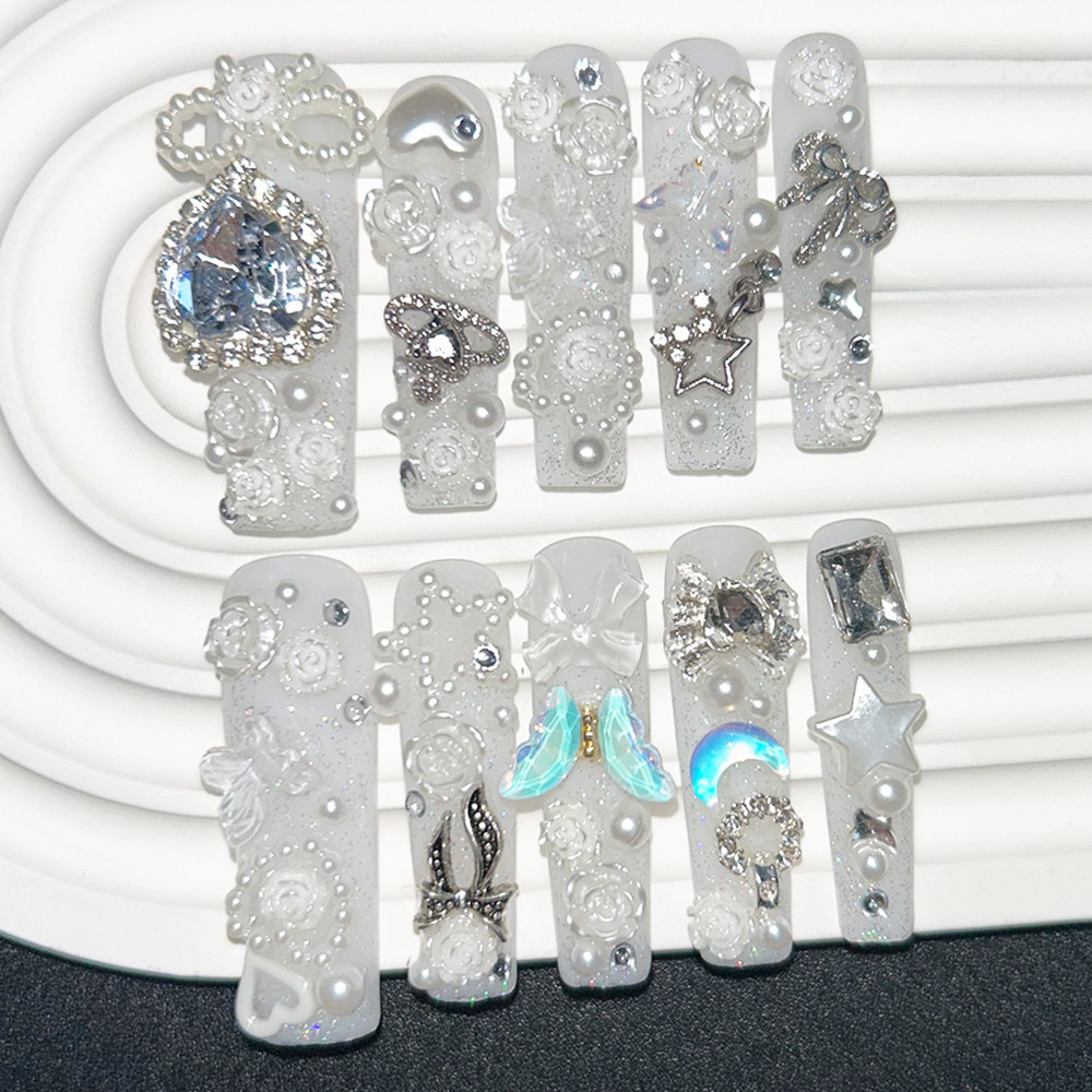 10PCS Cute Jirai Kei White Han - Nail Art Love 评论和价格
