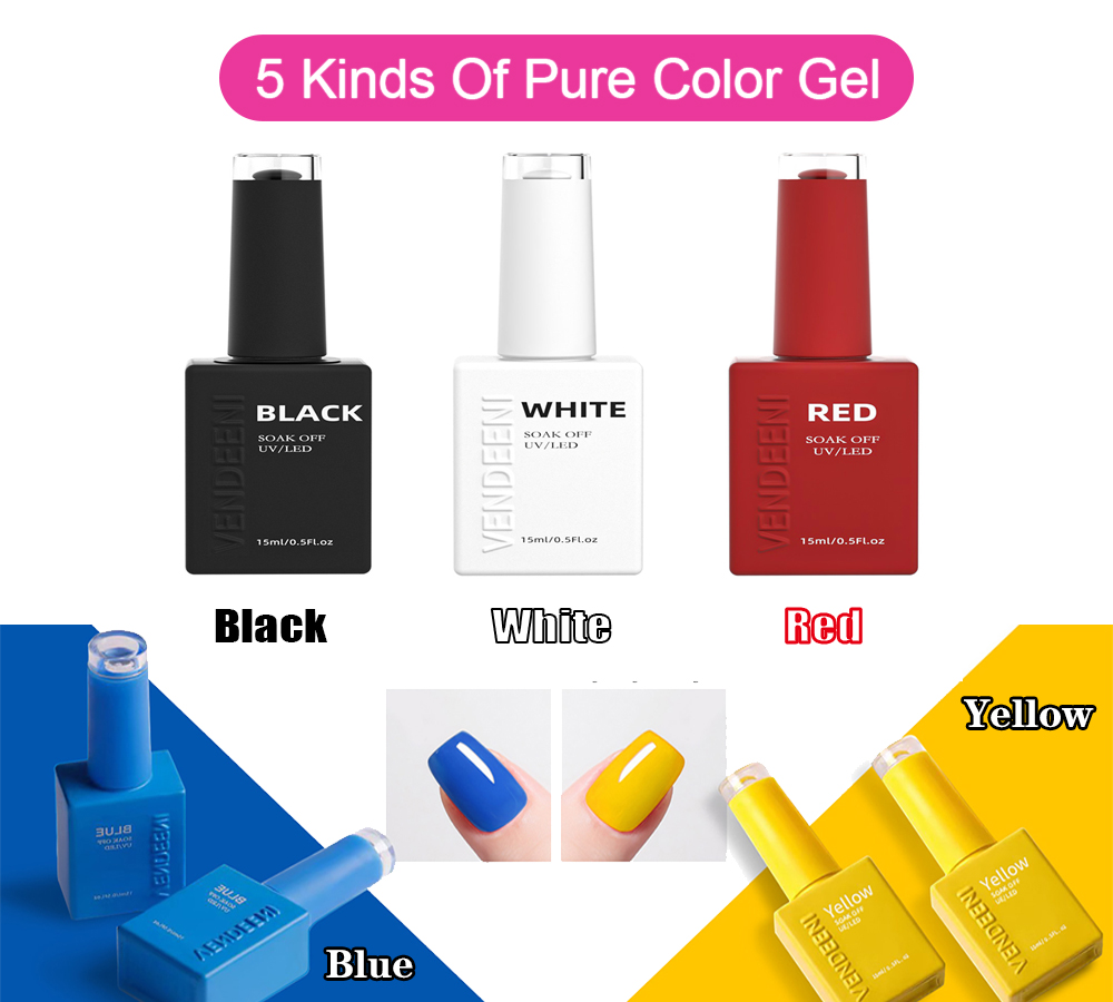 Vendeeni 15ml Black White Red  - Nail Art Yellow 评论和价格