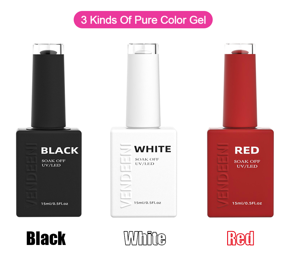 Vendeeni 15ml Black White Red  - Nail Art Yellow 评论和价格