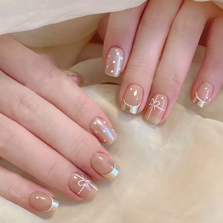 Short Square fake nails for wo - Nail Art French 评论和价格