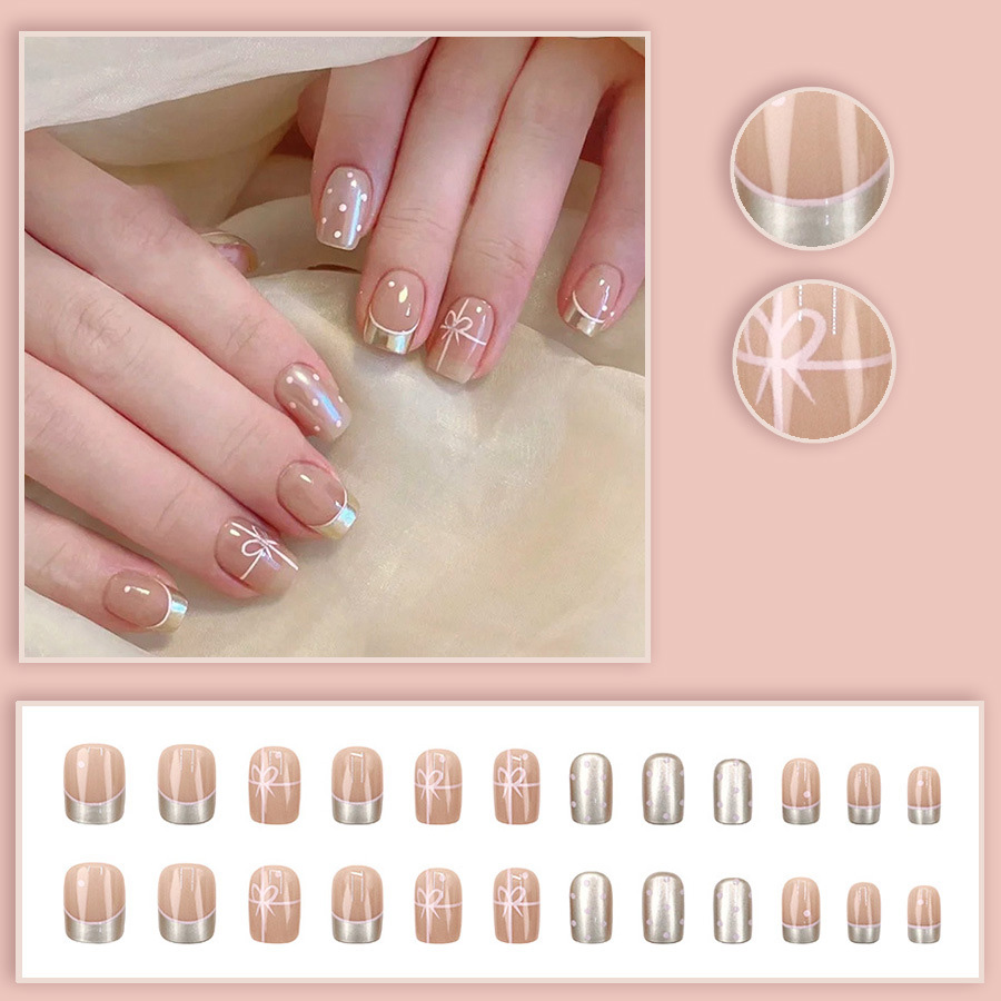 Short Square fake nails for wo - Nail Art French 评论和价格