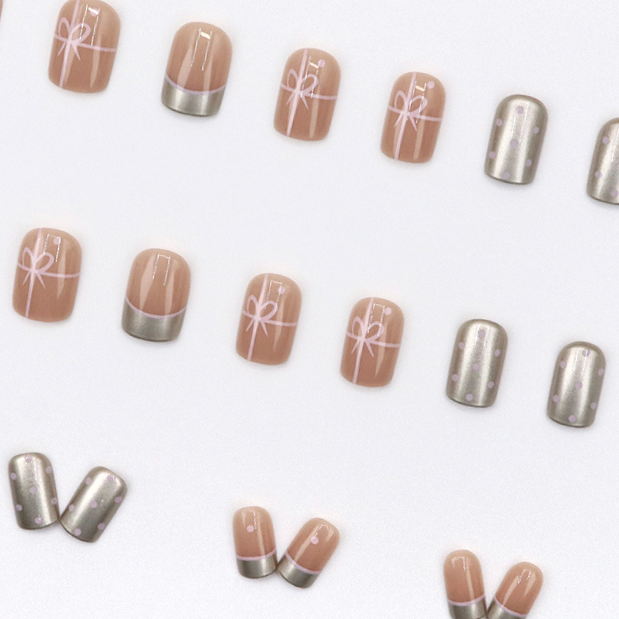 Short Square fake nails for wo - Nail Art French 评论和价格
