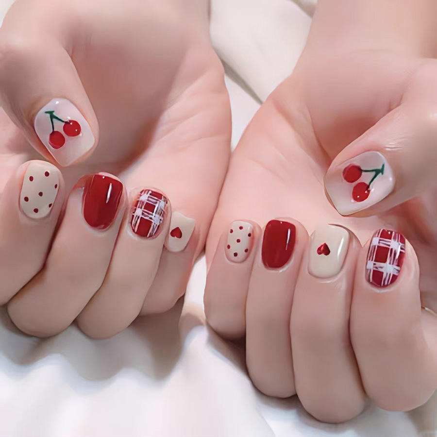 Short Square fake nails for wo - Nail Art French 评论和价格