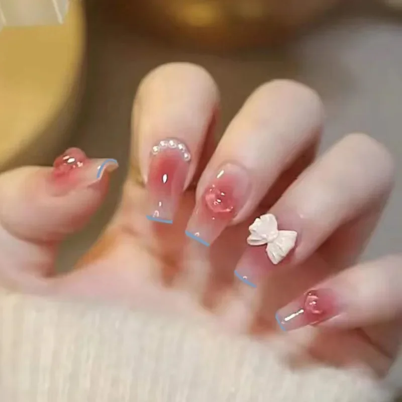 24Pcs/Set Fake Nails Art Bow P - Nail Art Love 评论和价格