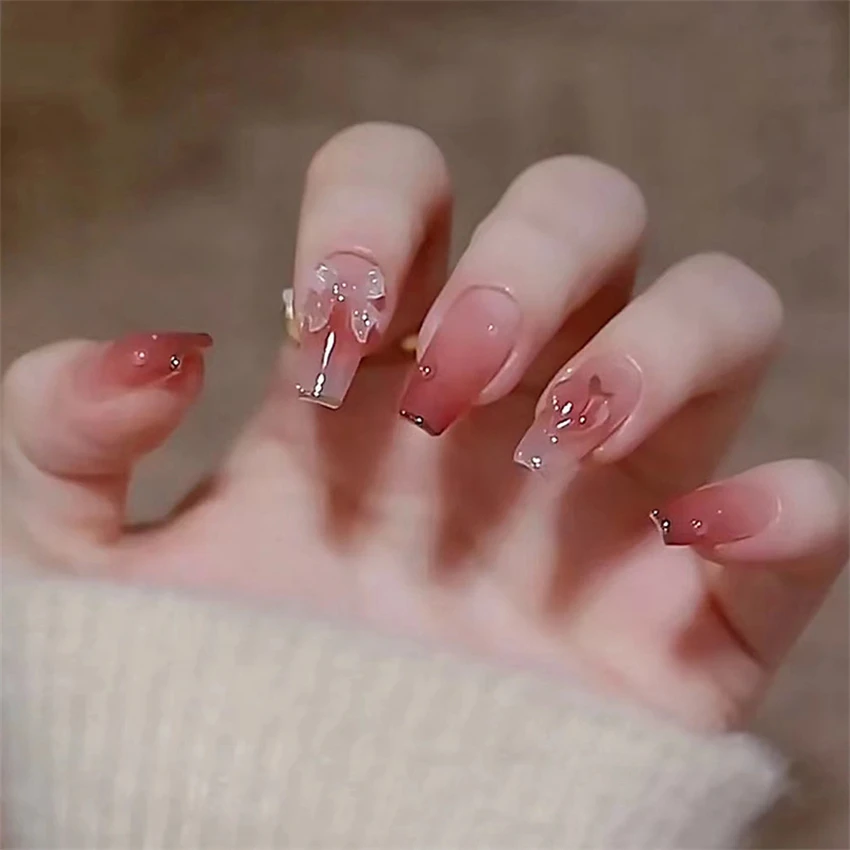 24Pcs/Set Fake Nails Art Bow P - Nail Art Love 评论和价格