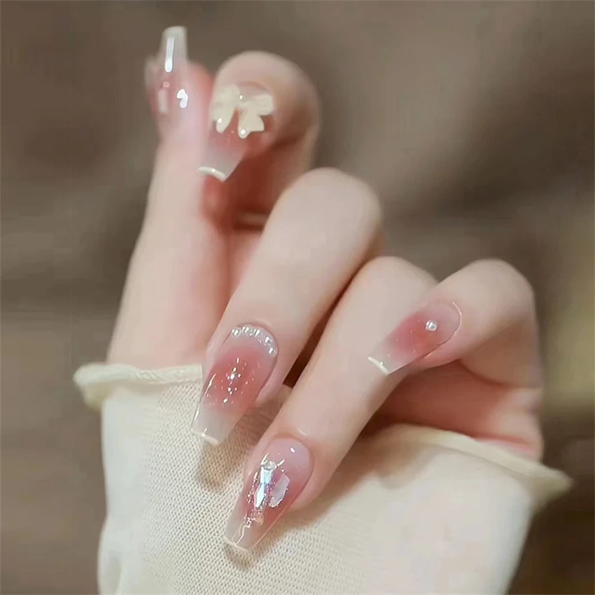 24Pcs/Set Fake Nails Art Bow P - Nail Art Love 评论和价格