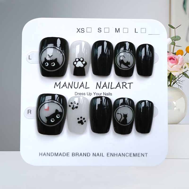 10Pcs Cute Cartoon Black Cat a - Nail Art Eye Cat 评论和价格