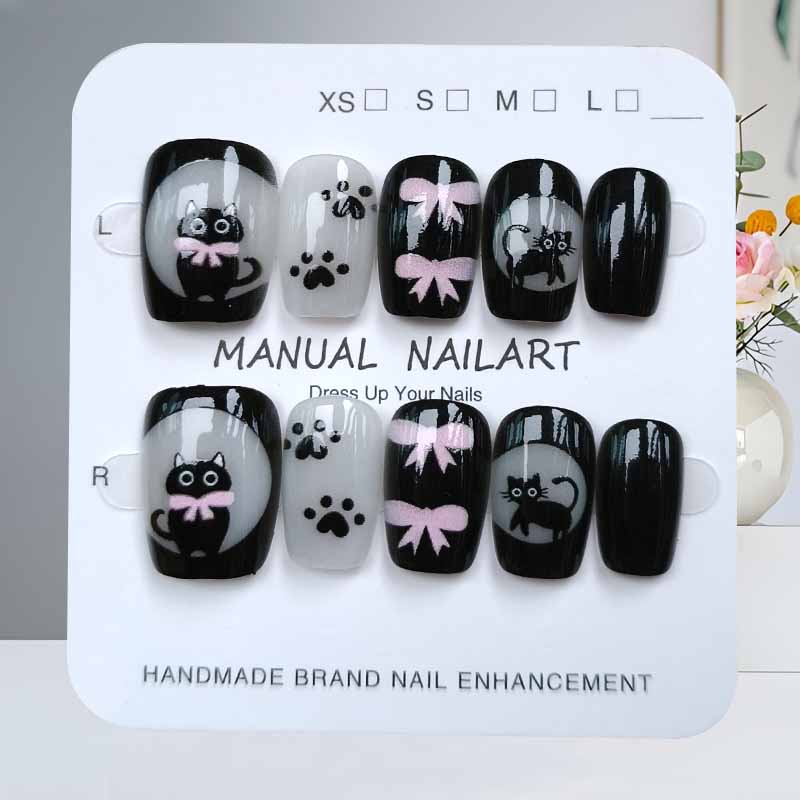 10Pcs Cute Cartoon Black Cat a - Nail Art Eye Cat 评论和价格