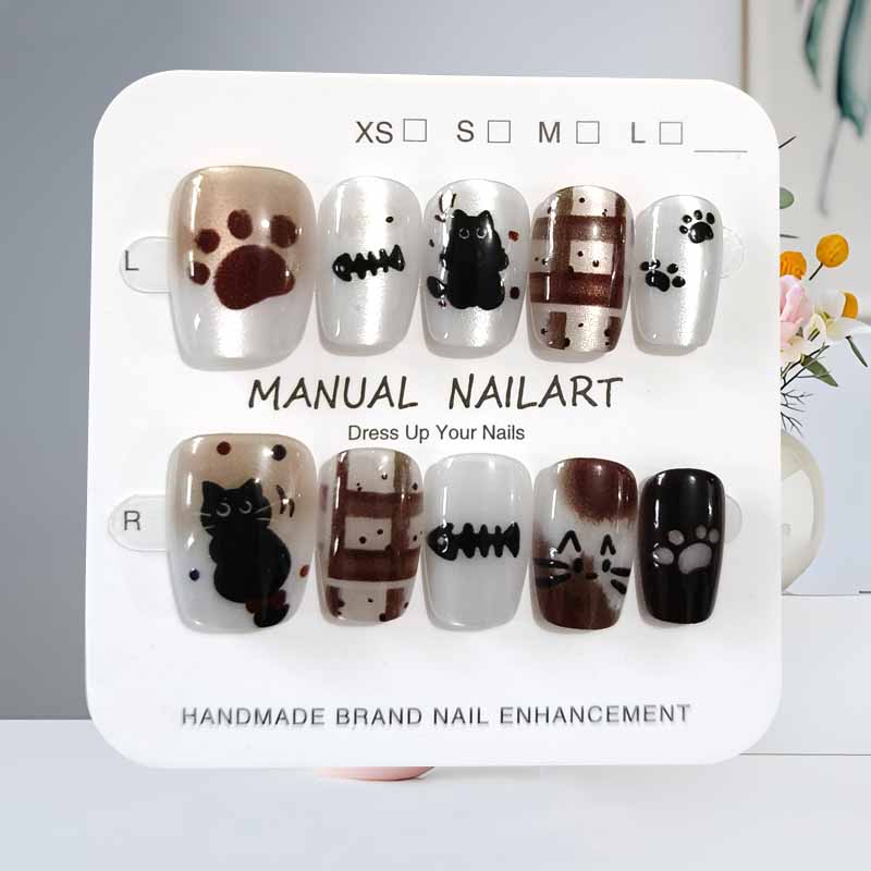 10Pcs Cute Cartoon Black Cat a - Nail Art Eye Cat 评论和价格