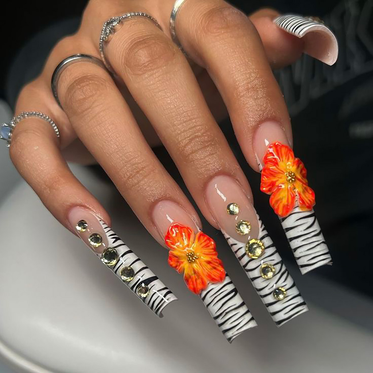 24pcs Flower Press on Nails Ar - Nail Art French 评论和价格