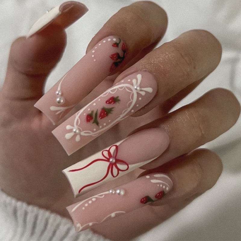 24pcs Flower Press on Nails Ar - Nail Art French 评论和价格