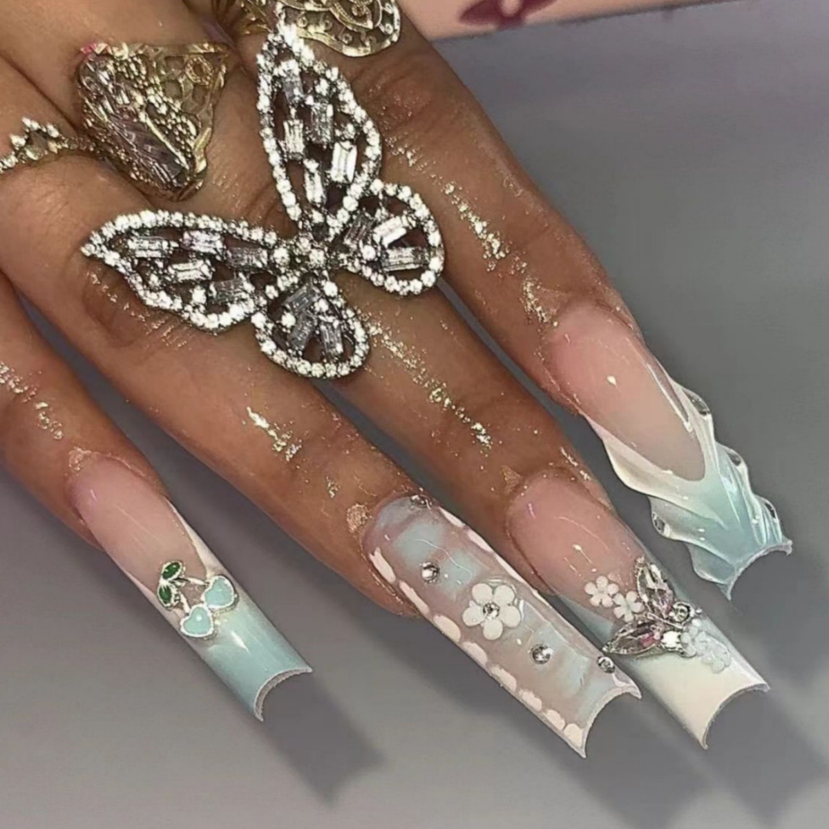 24pcs Flower Press on Nails Ar - Nail Art French 评论和价格