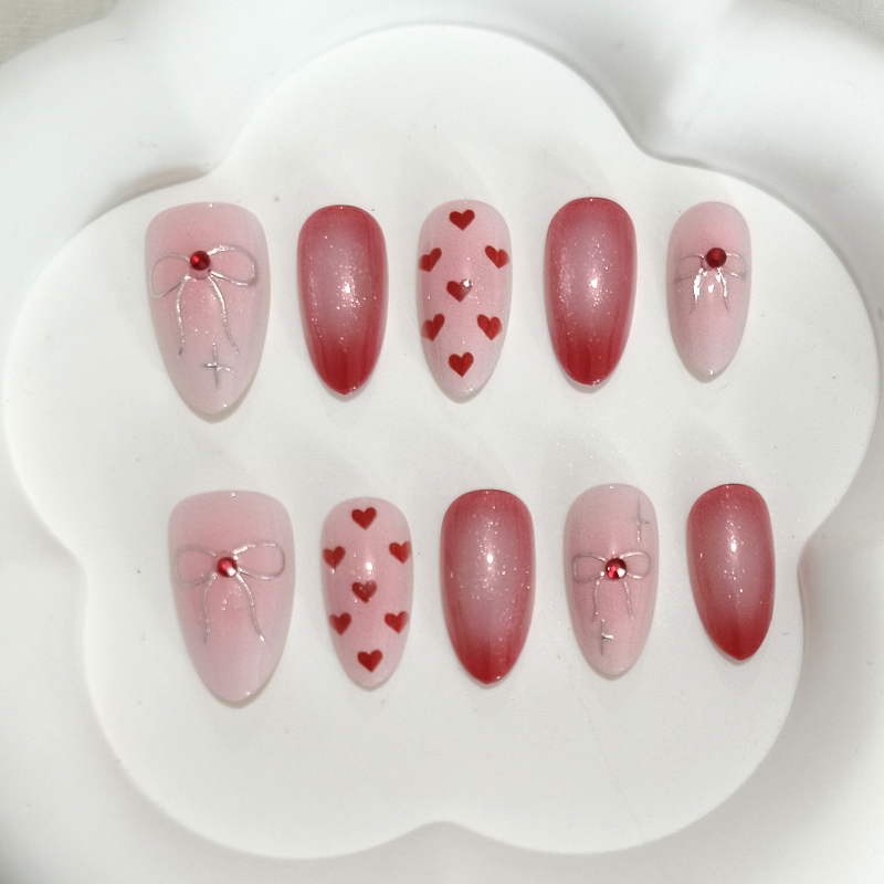 10Pcs Sweet Cute Heart-shaped  - Nail Art French 评论和价格