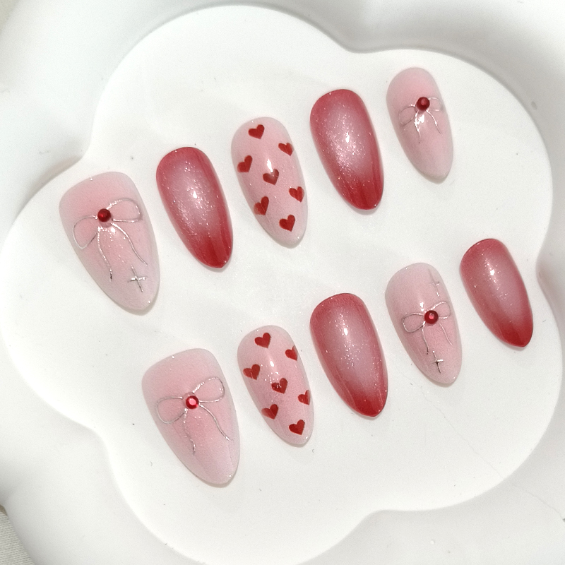 10Pcs Sweet Cute Heart-shaped  - Nail Art French 评论和价格