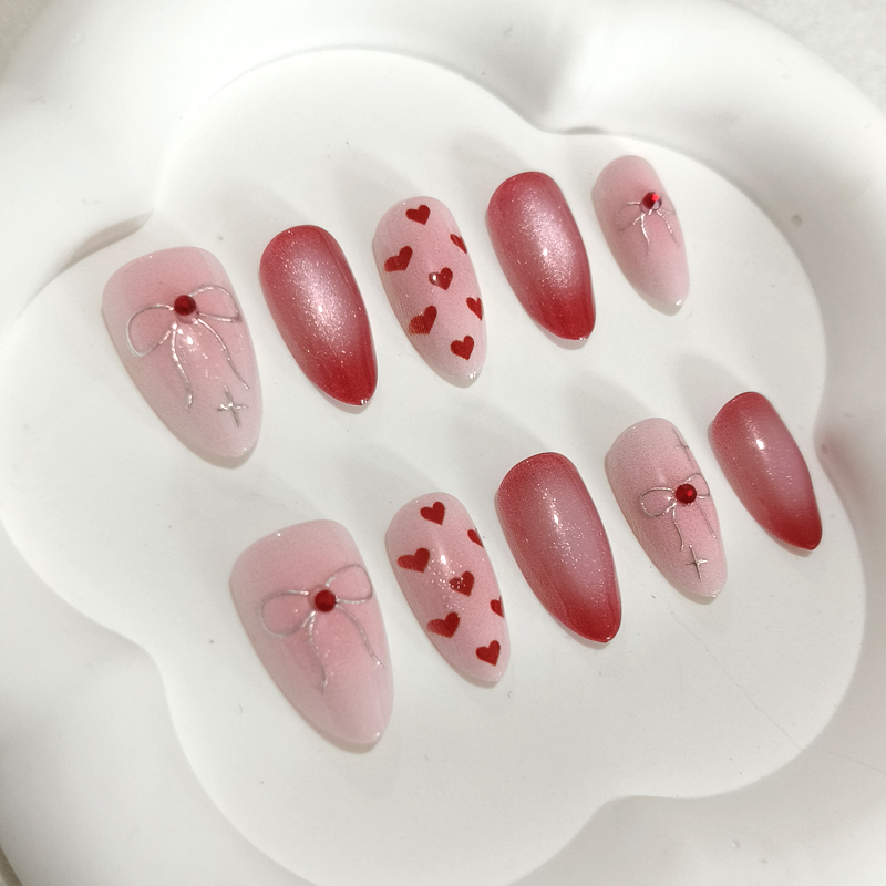 10Pcs Sweet Cute Heart-shaped  - Nail Art French 评论和价格